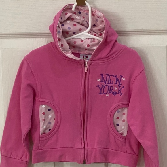 Kid U not, Pink hooded, N Y ,sweat jacket. Size 2T - Picture 3 of 7